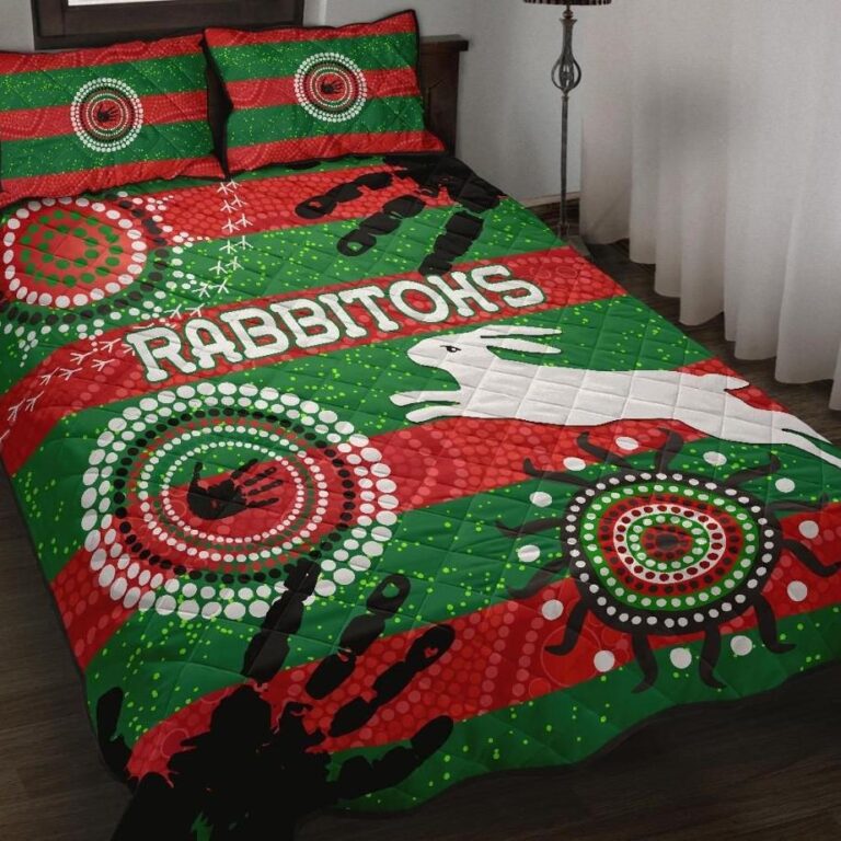 NRL South Sydney Rabbitohs Indigenous Quilt Bed Set Country Style No.1