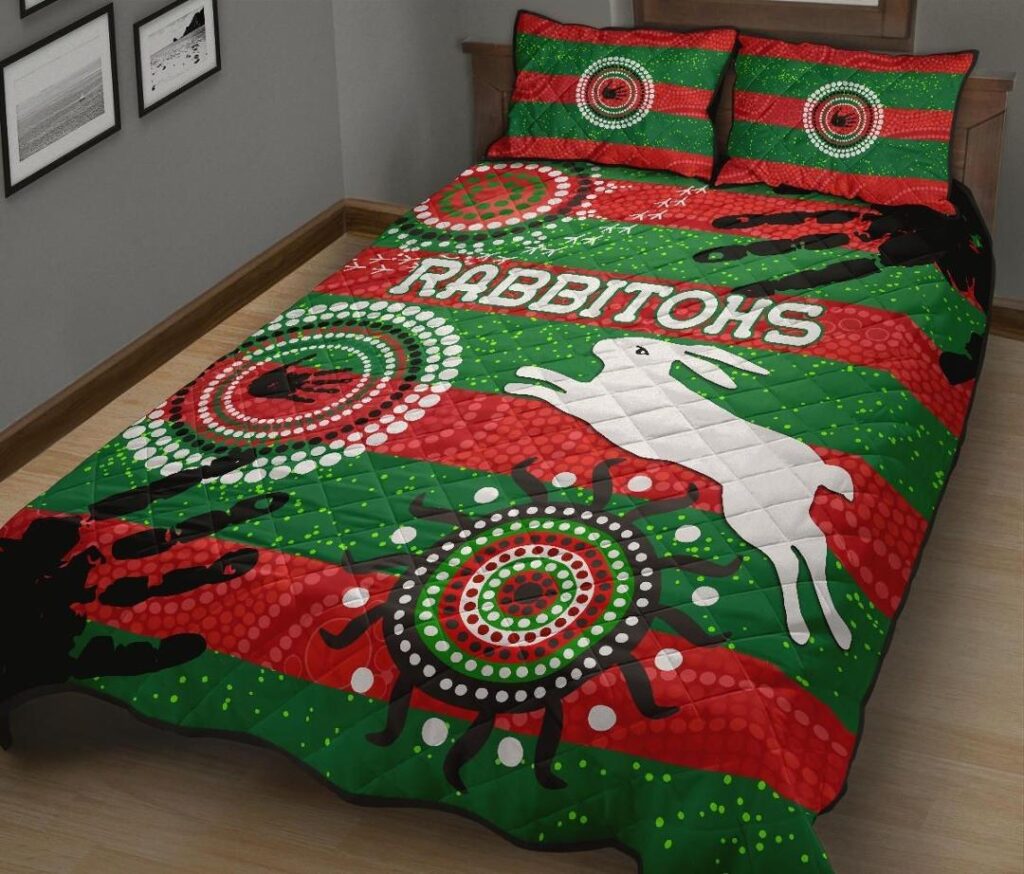 NRL South Sydney Rabbitohs Indigenous Quilt Bed Set Country Style No.1