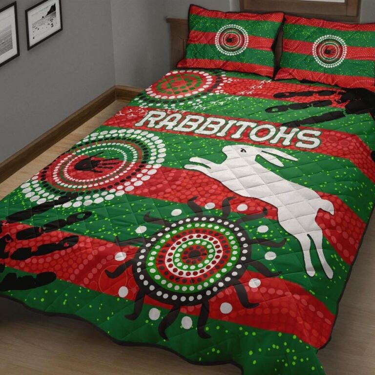 NRL South Sydney Rabbitohs Indigenous Quilt Bed Set Country Style No.1