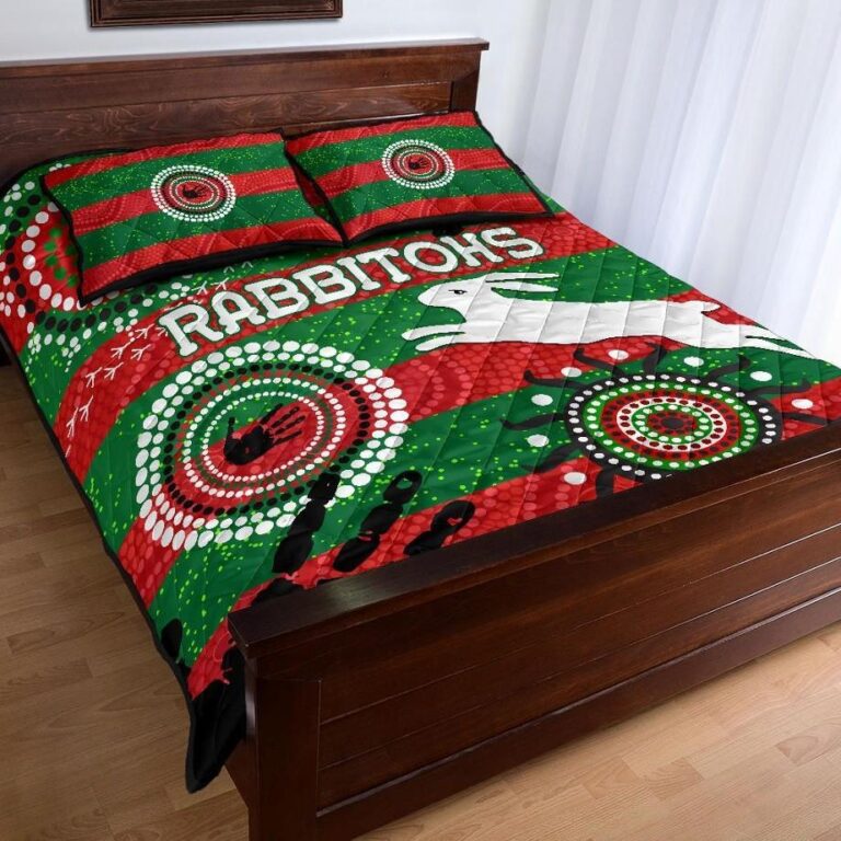 NRL South Sydney Rabbitohs Indigenous Quilt Bed Set Country Style No.1