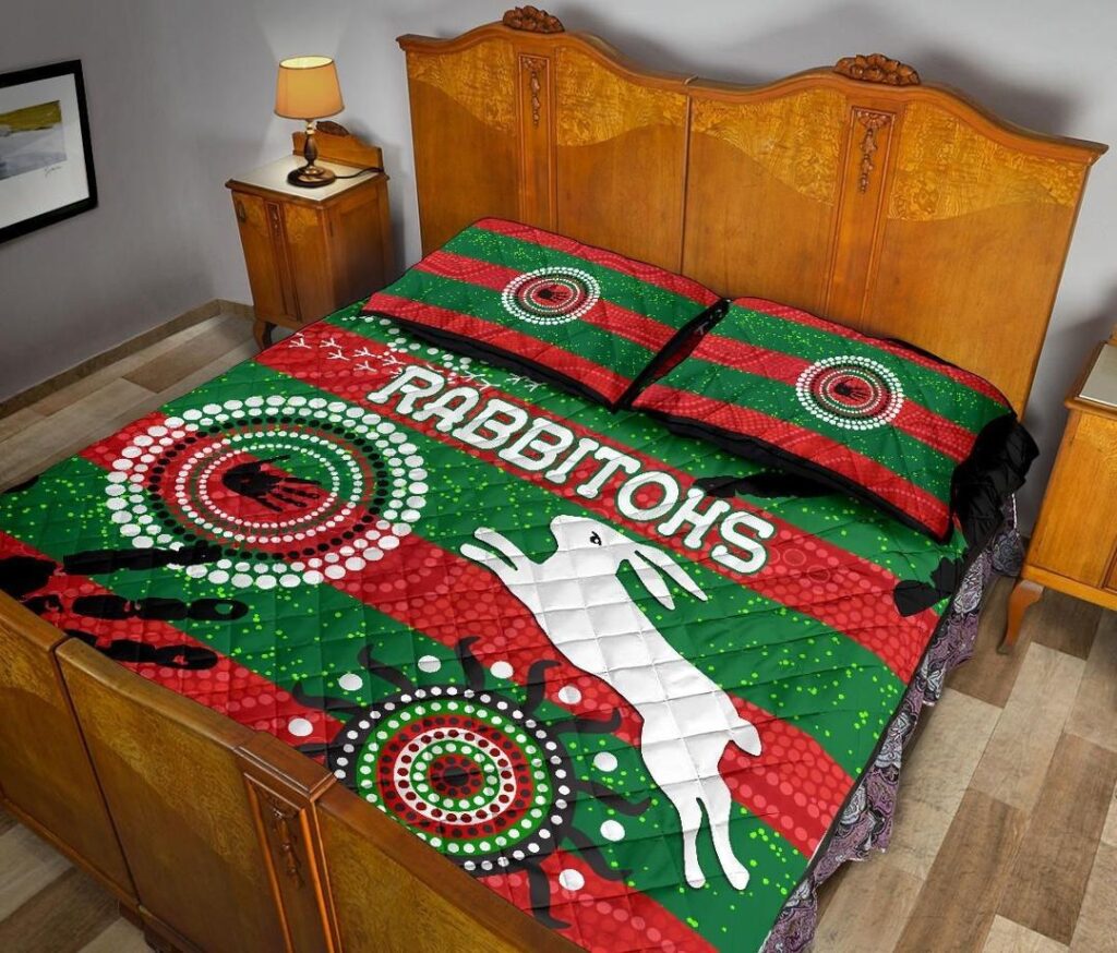 NRL South Sydney Rabbitohs Indigenous Quilt Bed Set Country Style No.1