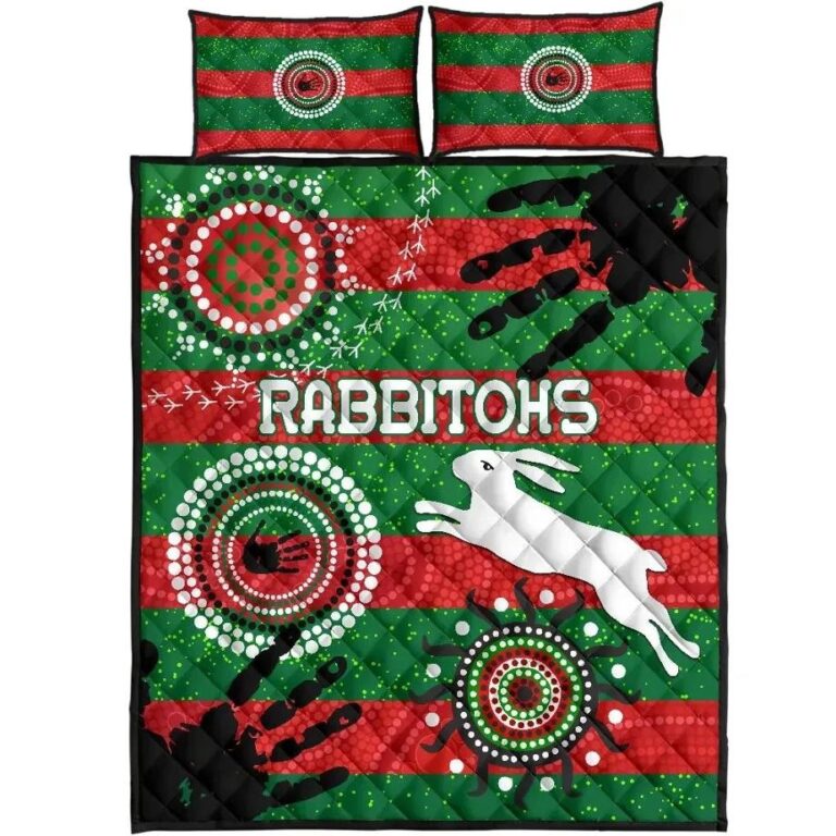 NRL South Sydney Rabbitohs Indigenous Quilt Bed Set Country Style No.1