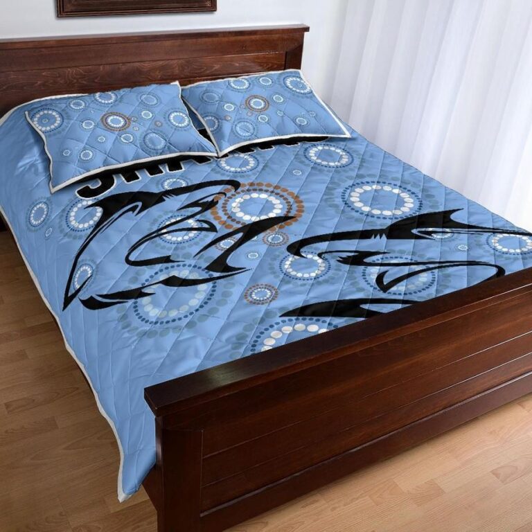 NRL Cronulla Quilt Bed Set Sharks Unique Indigenous