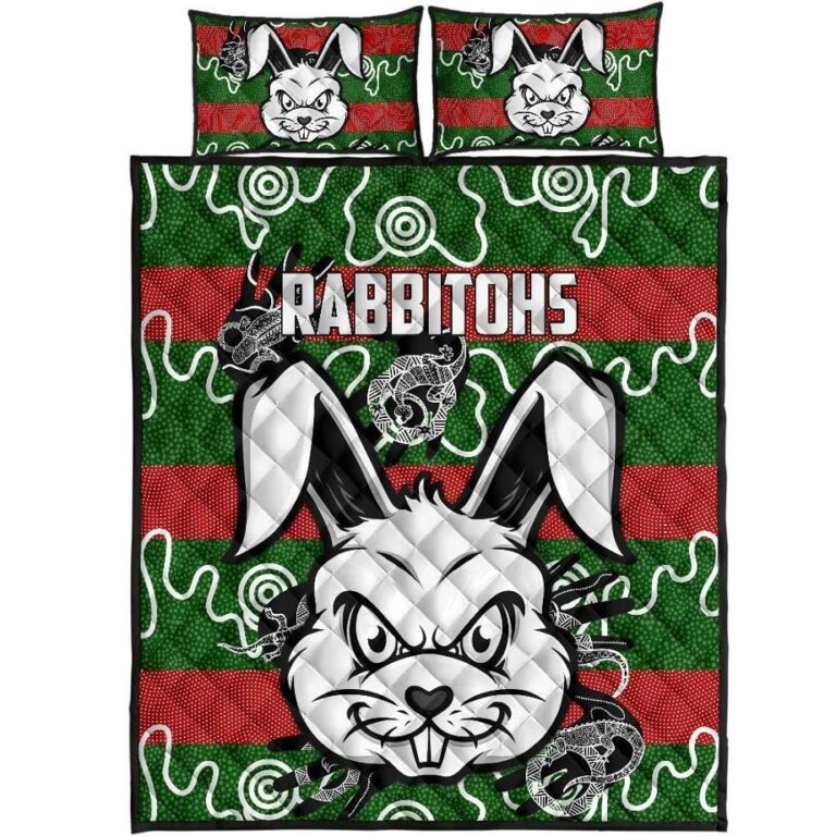 NRL Rabbitohs Indigenous Quilt Bed Set Rabbit Head