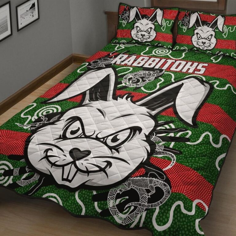 NRL Rabbitohs Indigenous Quilt Bed Set Rabbit Head