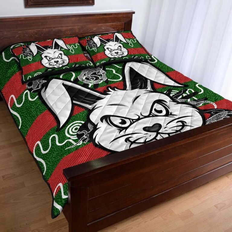 NRL Rabbitohs Indigenous Quilt Bed Set Rabbit Head