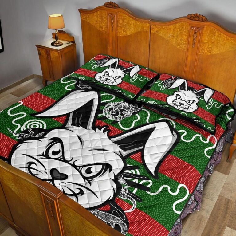 NRL Rabbitohs Indigenous Quilt Bed Set Rabbit Head