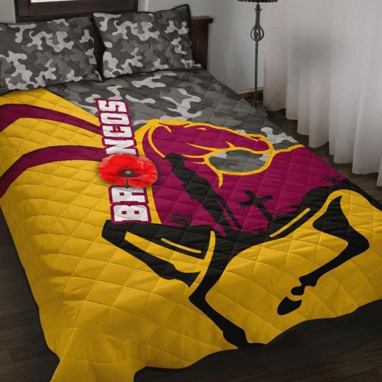 NRL Brisbane Broncos Quilt Bed Set Anzac Day - Camo Style