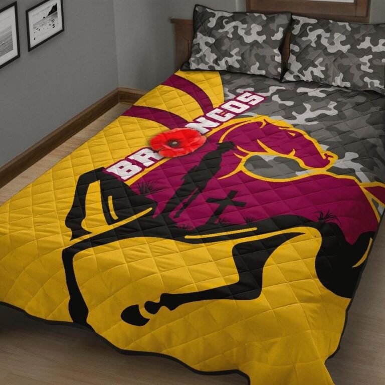 NRL Brisbane Broncos Quilt Bed Set Anzac Day - Camo Style