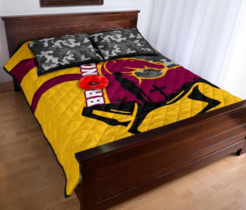 NRL Brisbane Broncos Quilt Bed Set Anzac Day - Camo Style