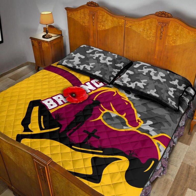 NRL Brisbane Broncos Quilt Bed Set Anzac Day - Camo Style