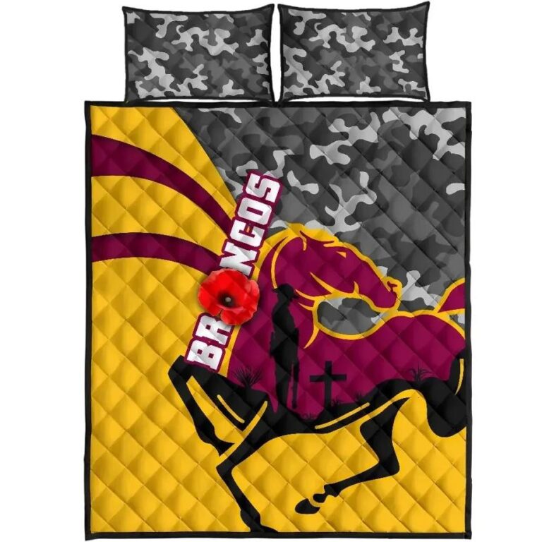 NRL Brisbane Broncos Quilt Bed Set Anzac Day - Camo Style