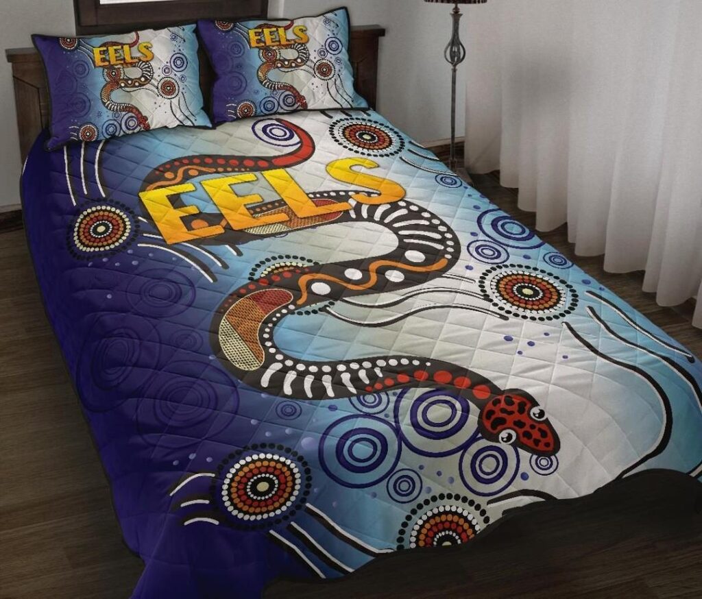 NRL Parramatta Quilt Bed Set Eels Simple Indigenous