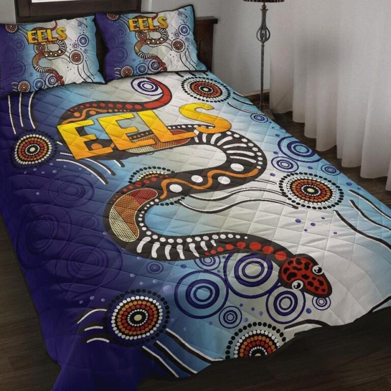 NRL Parramatta Quilt Bed Set Eels Simple Indigenous