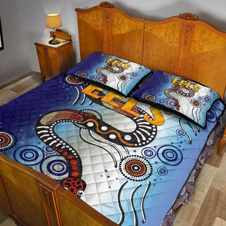 NRL Parramatta Quilt Bed Set Eels Simple Indigenous