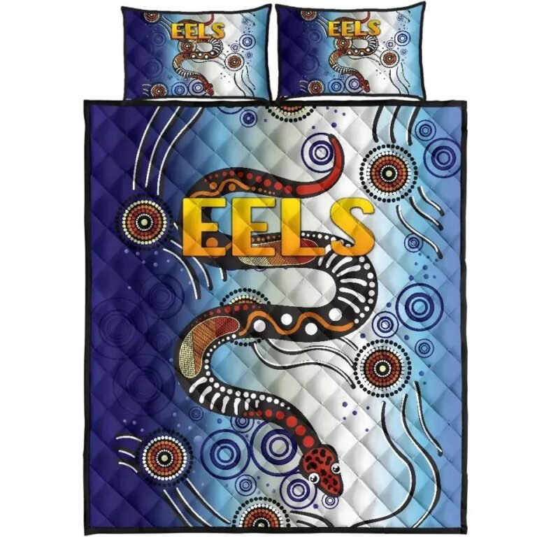 NRL Parramatta Quilt Bed Set Eels Simple Indigenous