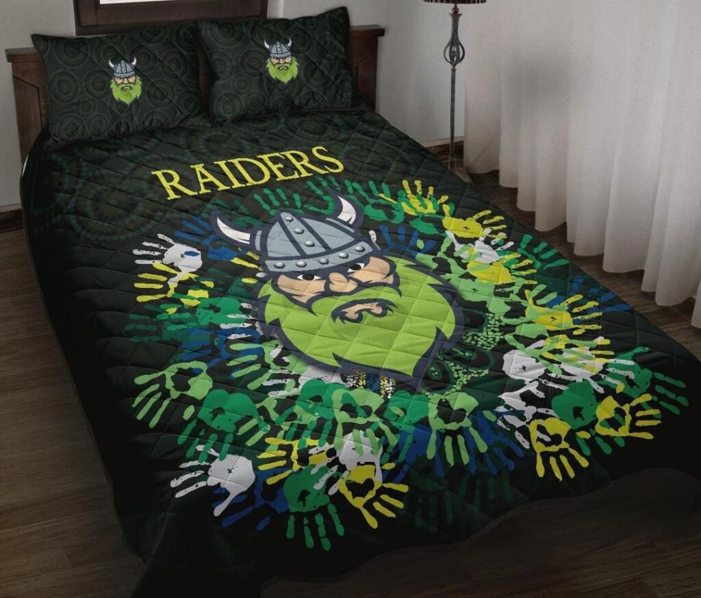 NRL Canberra Quilt Bed Set Raiders Viking Simple Indigenous
