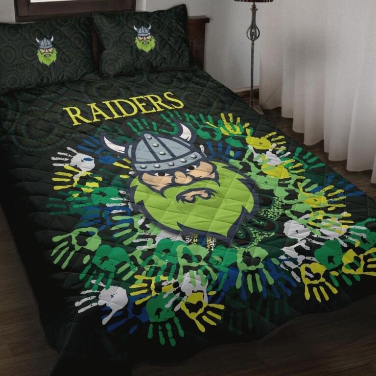 NRL Canberra Quilt Bed Set Raiders Viking Simple Indigenous