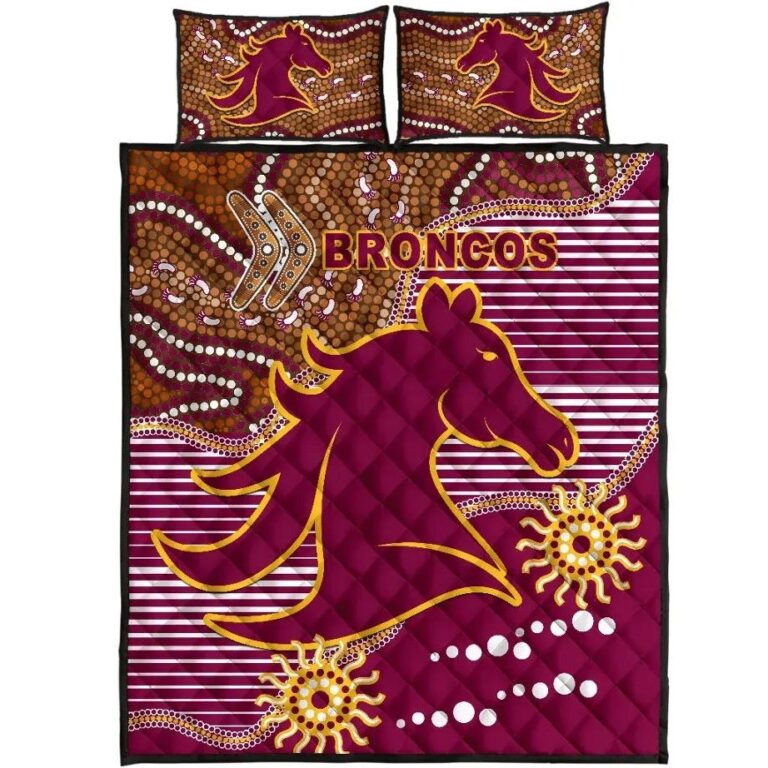 NRL Broncos Super Quilt Bed Set Indigenous Brisbane