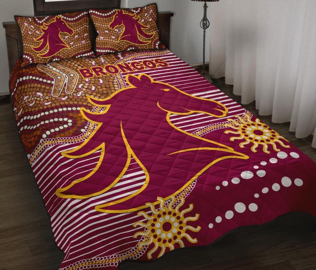 NRL Broncos Super Quilt Bed Set Indigenous Brisbane