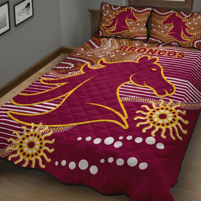 NRL Broncos Super Quilt Bed Set Indigenous Brisbane