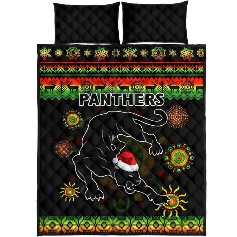 NRL Penrith Panthers Christmas Quilt Bed Set Indigenous