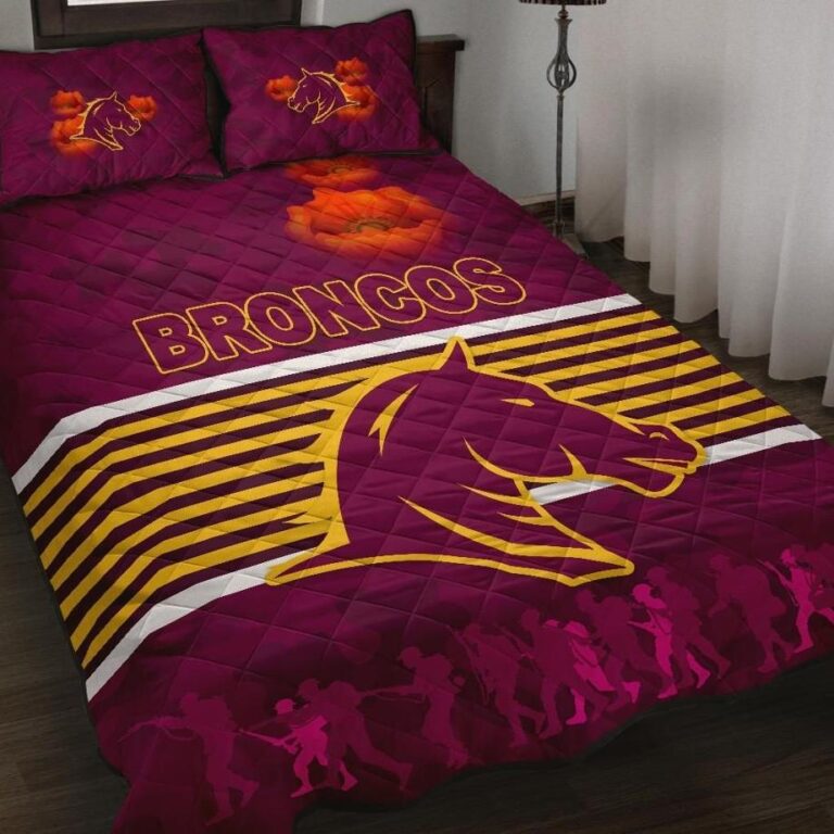 NRL Brisbane Broncos Quilt Bed Set Anzac Day Simple Style - Full Maroon