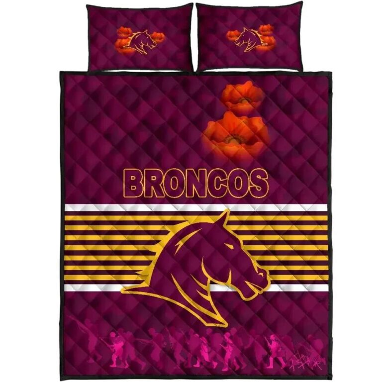 NRL Brisbane Broncos Quilt Bed Set Anzac Day Simple Style - Full Maroon