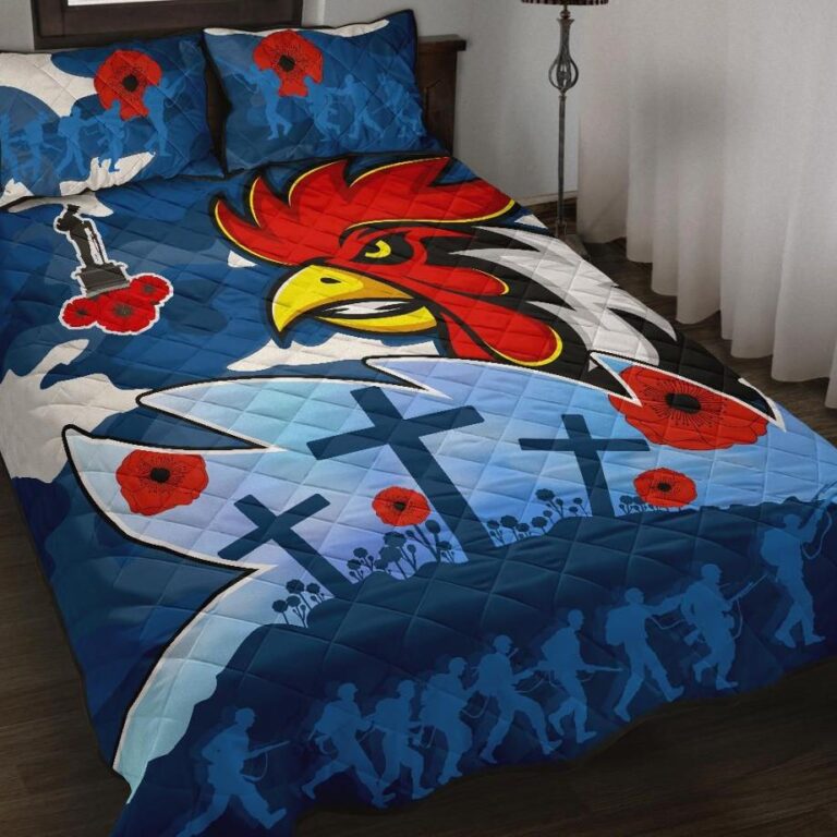 NRL Roosters Anzac Day Quilt Bed Set Military - Blue