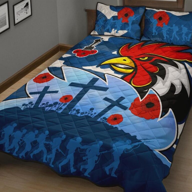 NRL Roosters Anzac Day Quilt Bed Set Military - Blue