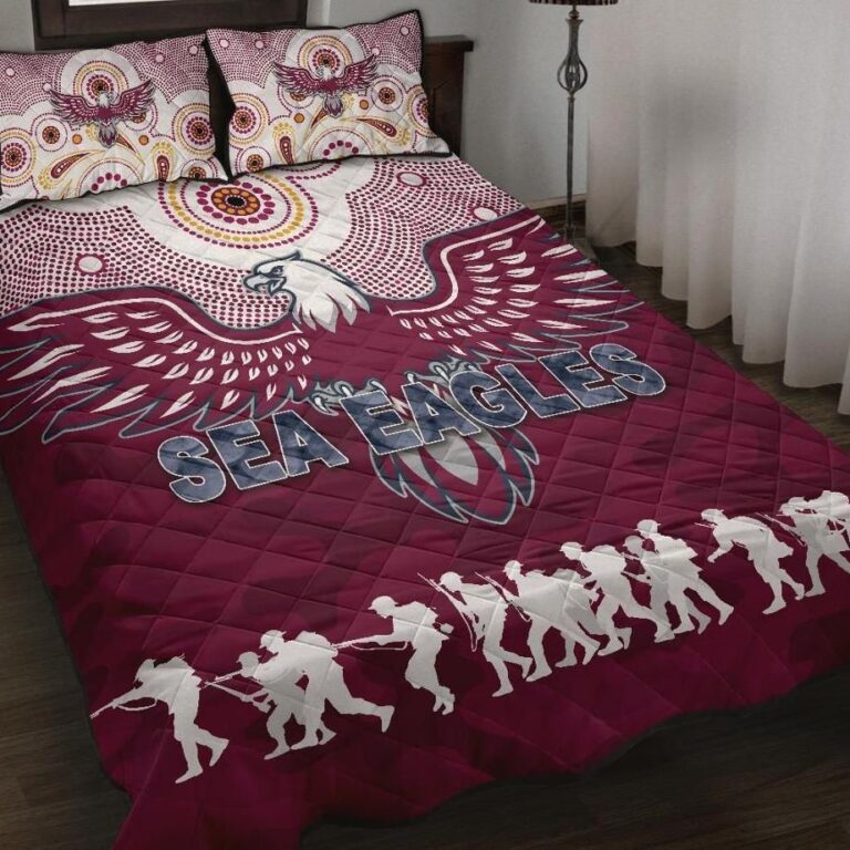 NRL Manly Warringah Quilt Bed Set Sea Eagles Anzac Day Indigenous