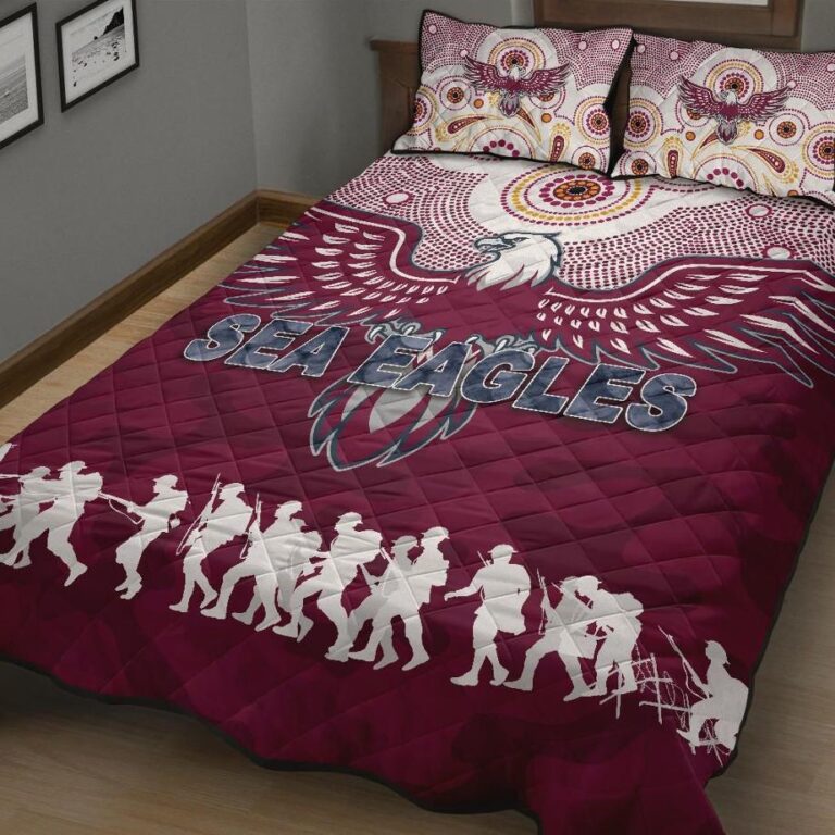 NRL Manly Warringah Quilt Bed Set Sea Eagles Anzac Day Indigenous