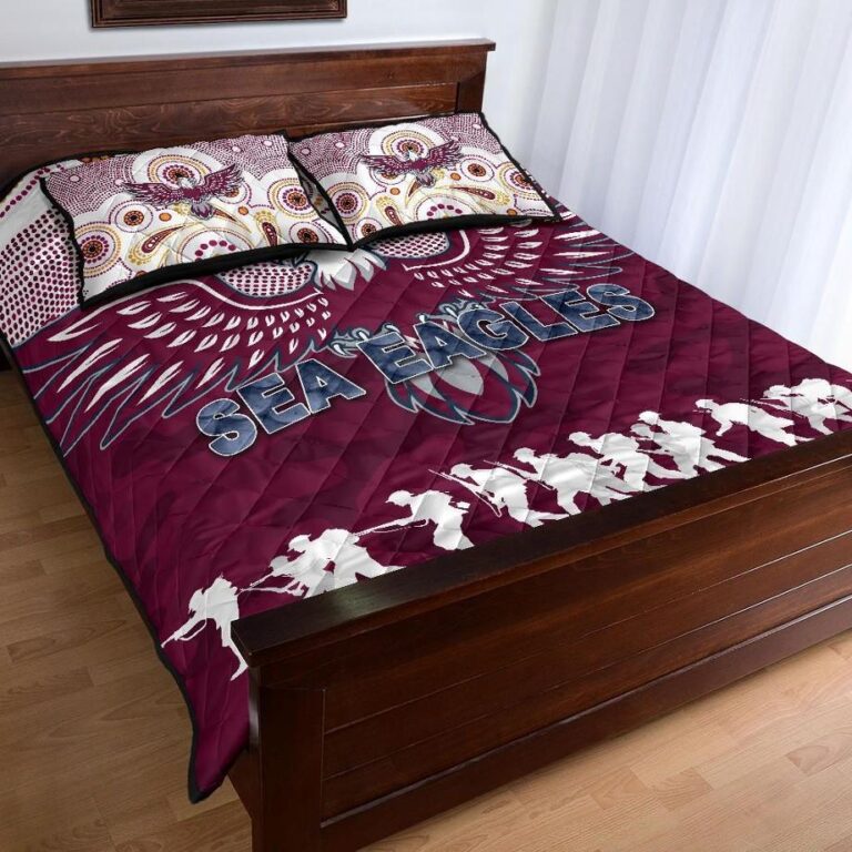 NRL Manly Warringah Quilt Bed Set Sea Eagles Anzac Day Indigenous
