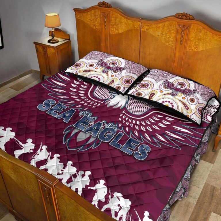 NRL Manly Warringah Quilt Bed Set Sea Eagles Anzac Day Indigenous