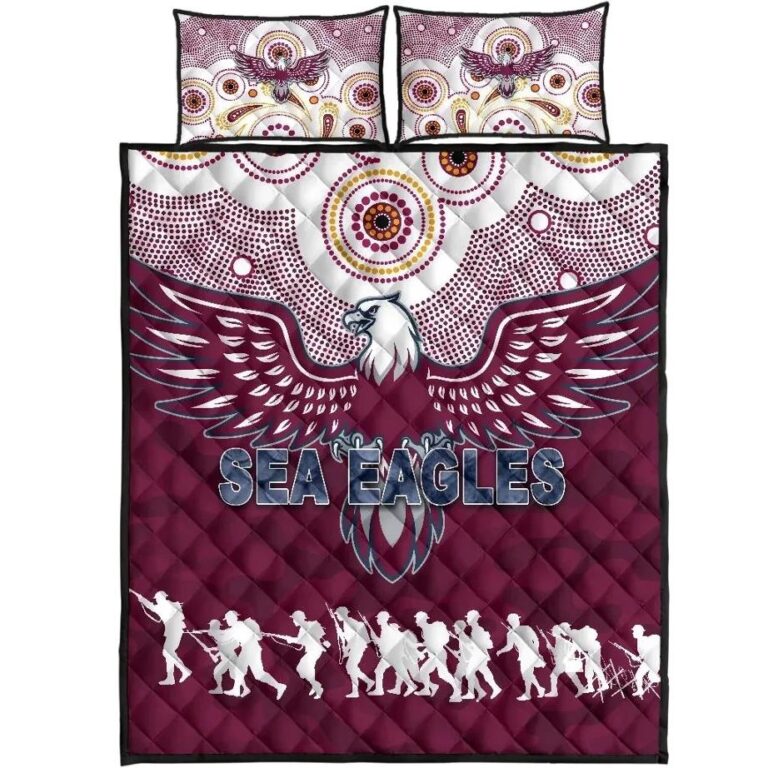 NRL Manly Warringah Quilt Bed Set Sea Eagles Anzac Day Indigenous