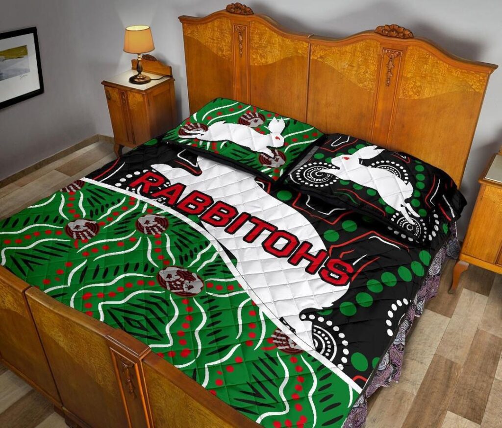 NRL Rabbitohs Quilt Bed Set Aboriginal