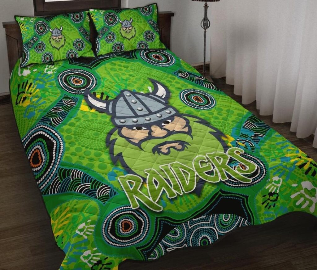 NRL Canberra Quilt Bed Set Raiders Viking Indigenous