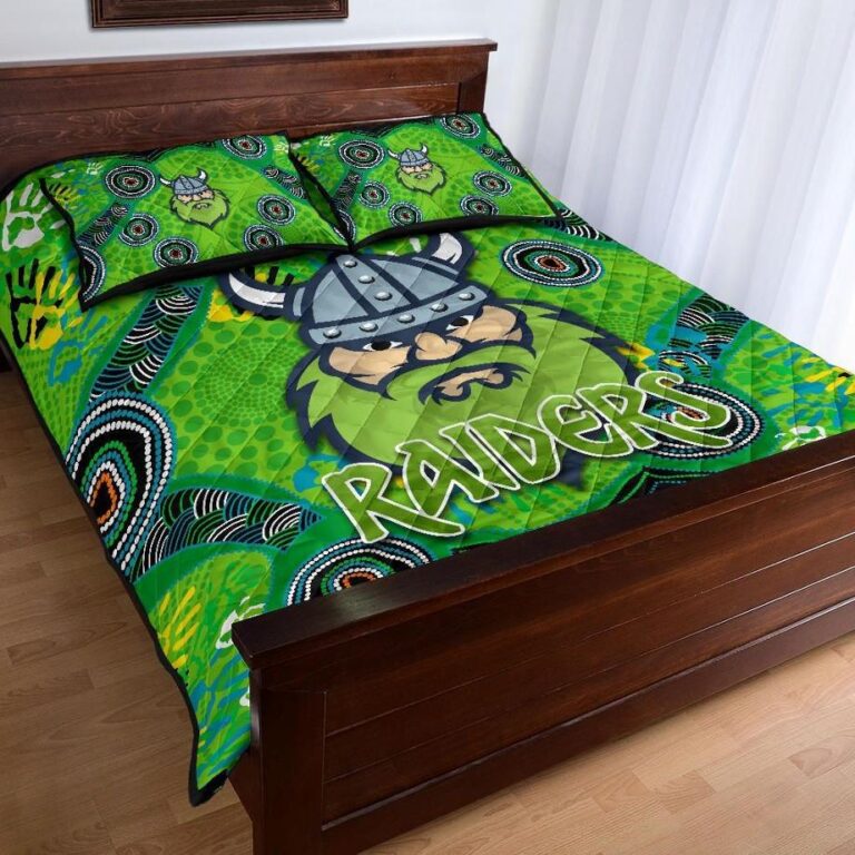NRL Canberra Quilt Bed Set Raiders Viking Indigenous