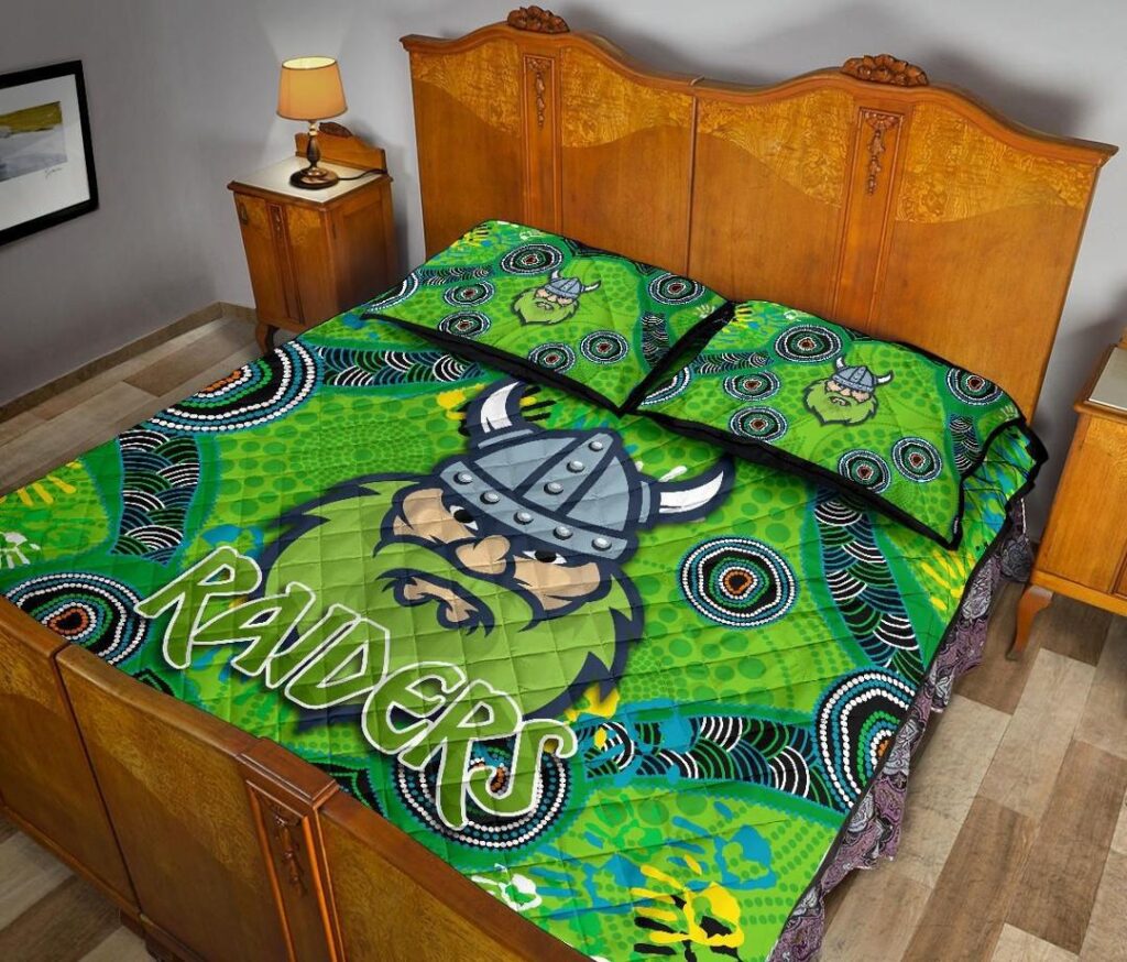 NRL Canberra Quilt Bed Set Raiders Viking Indigenous