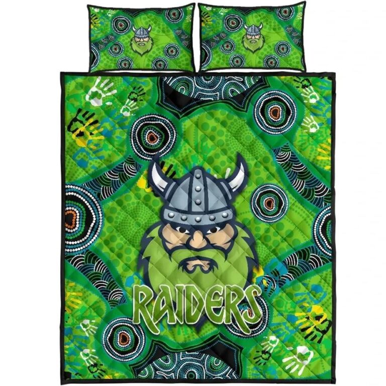 NRL Canberra Quilt Bed Set Raiders Viking Indigenous