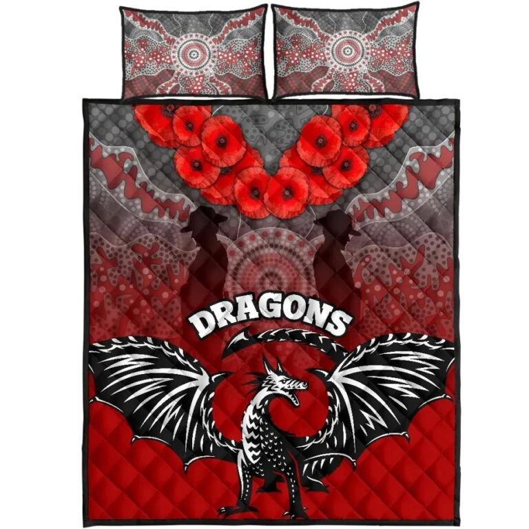 NRL Dragons Quilt Bed Set St. George Anzac Day