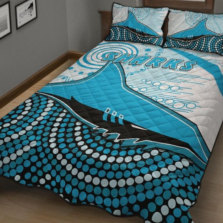NRL Sharks Quilt Bed Set Cronulla Indigenous Unique