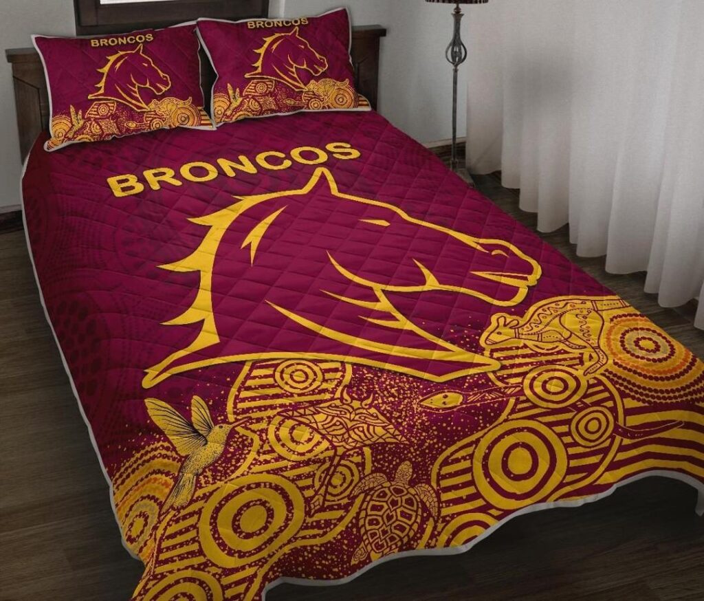 NRL Brisbane Quilt Bed Set Broncos Indigenous