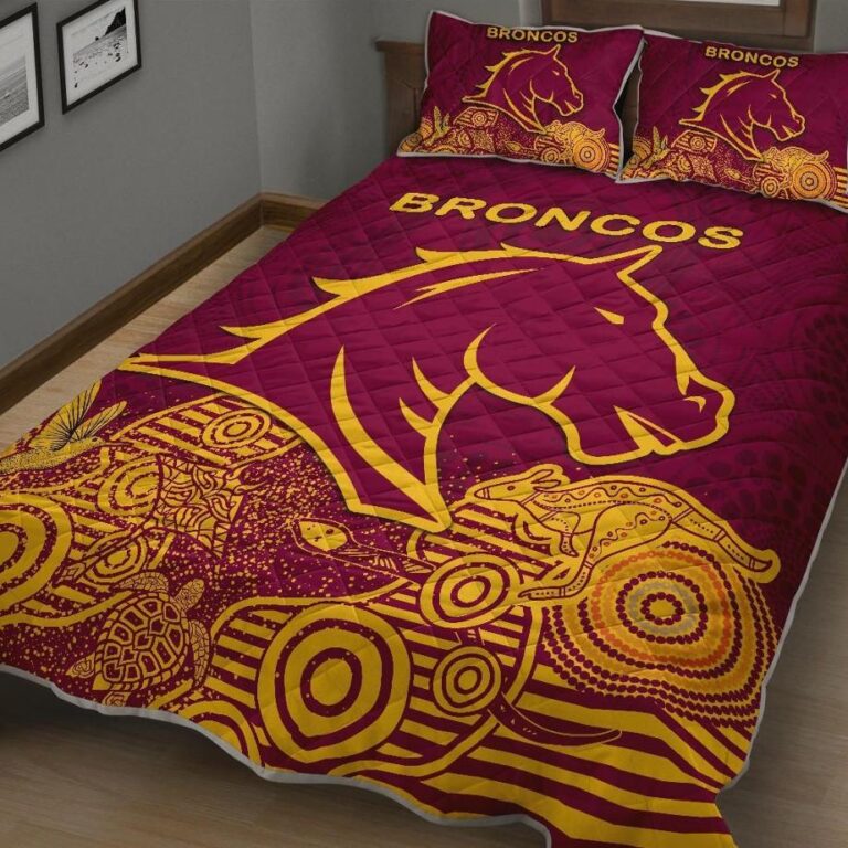 NRL Brisbane Quilt Bed Set Broncos Indigenous