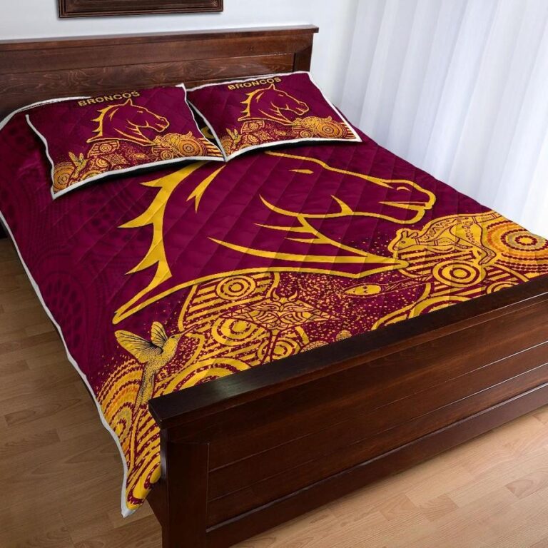 NRL Brisbane Quilt Bed Set Broncos Indigenous