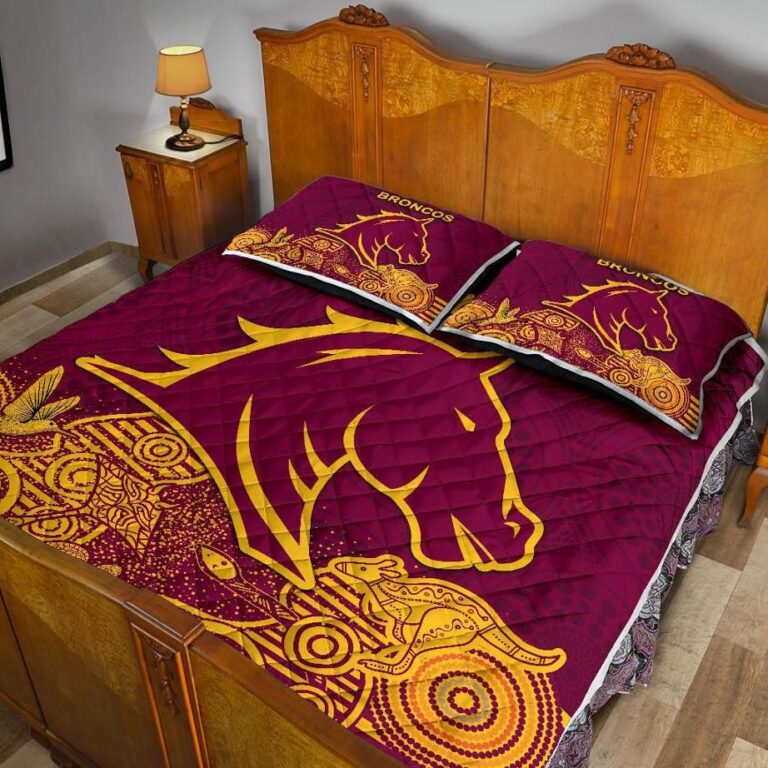 NRL Brisbane Quilt Bed Set Broncos Indigenous