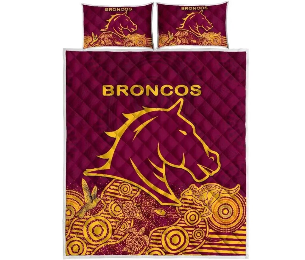 NRL Brisbane Quilt Bed Set Broncos Indigenous