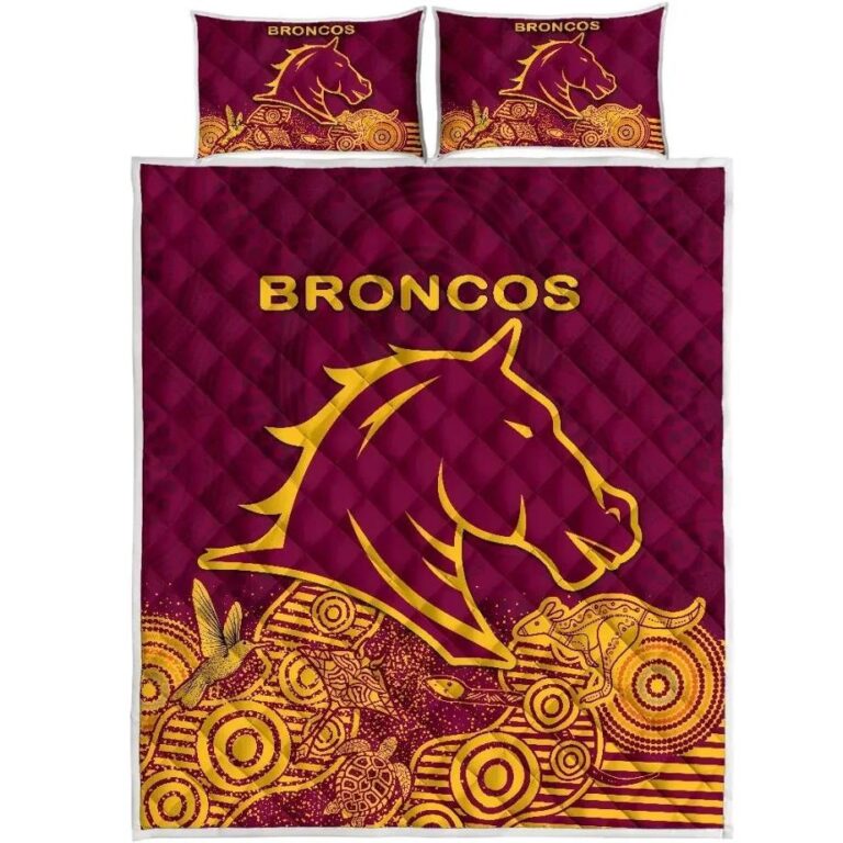 NRL Brisbane Quilt Bed Set Broncos Indigenous