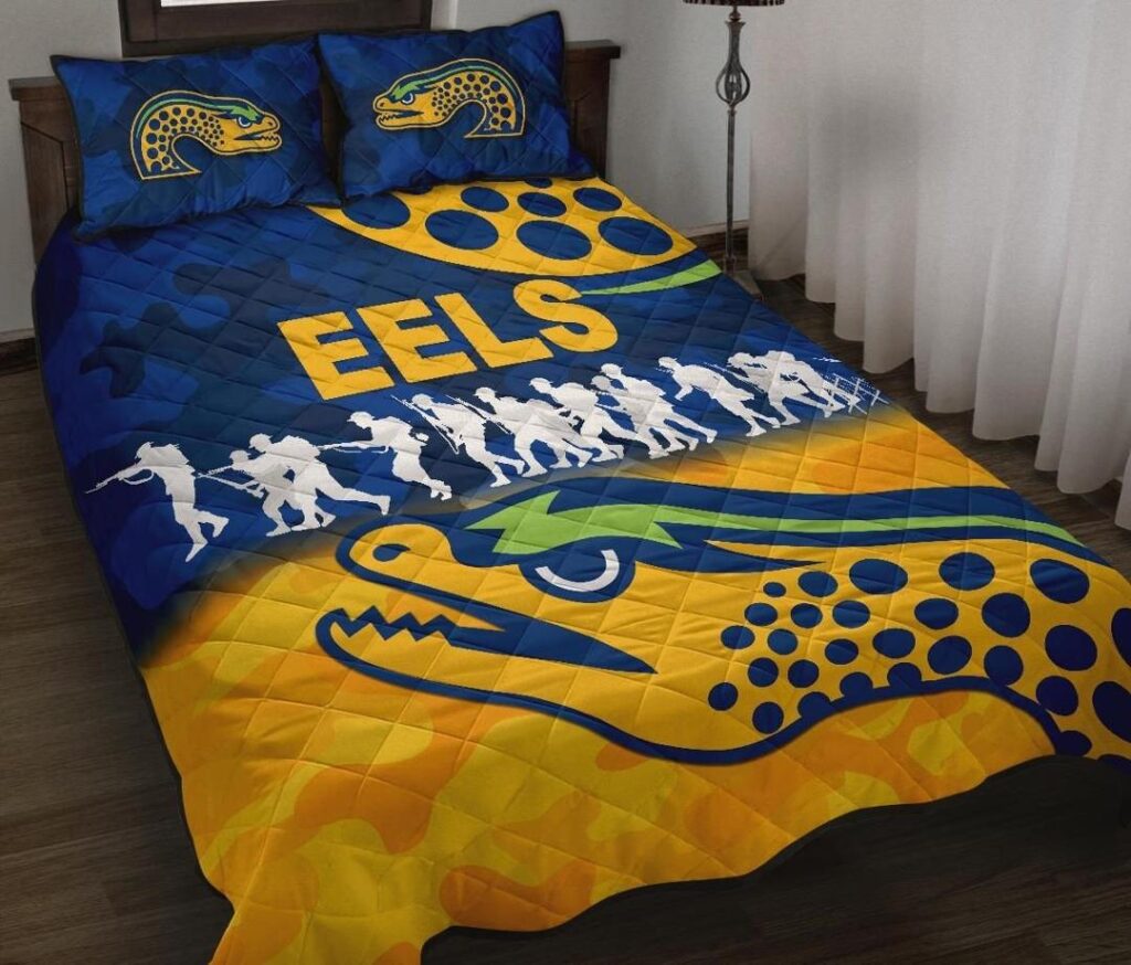 NRL Parramatta Quilt Bed Set Eels Anzac Vibes