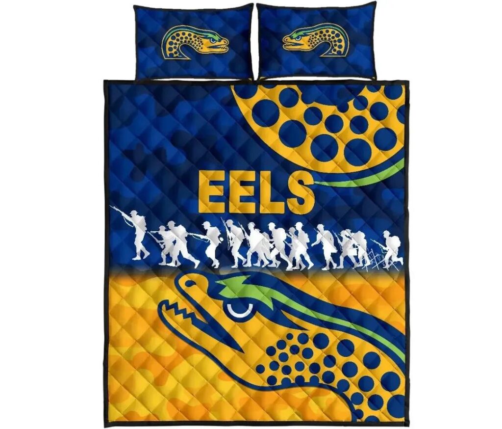 NRL Parramatta Quilt Bed Set Eels Anzac Vibes
